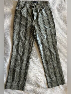 ZARA Animal Print Faux Leather Pants High Waist NWOT 28